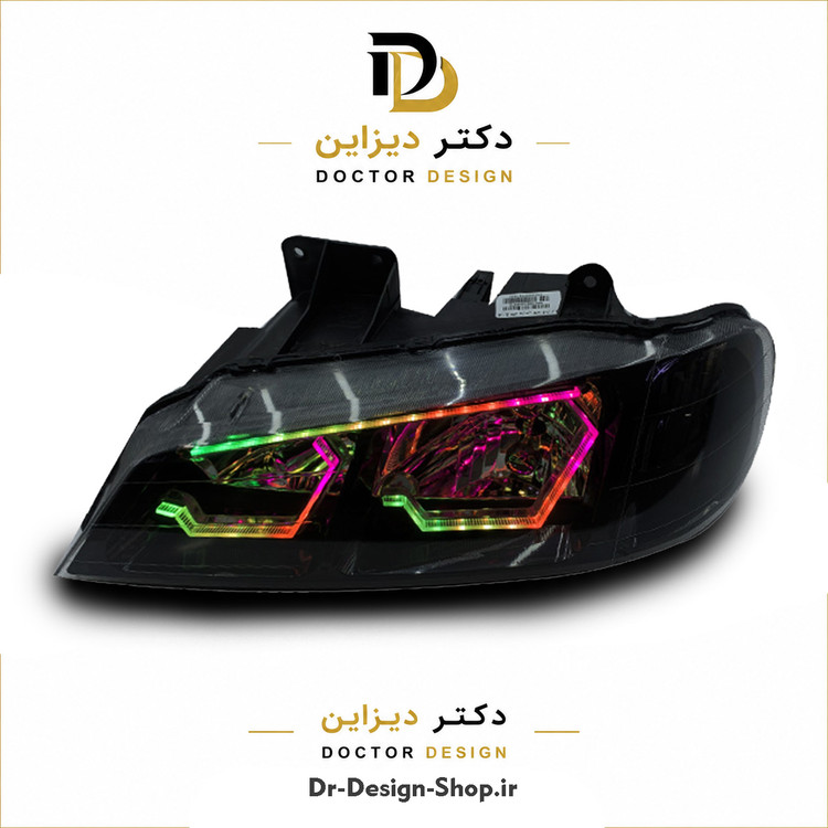 چراغ جلو اسپرت پژو پارس مدل 3D Hexa دو حالته برند مدرن | بسته 2 عددی