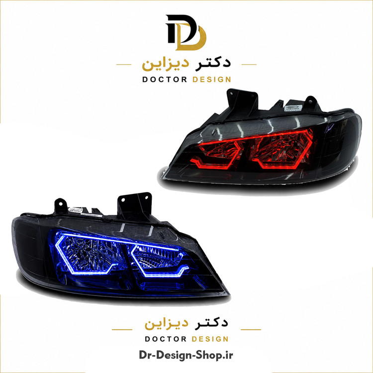 چراغ جلو اسپرت پژو پارس مدل 3D Hexa دو حالته برند مدرن | بسته 2 عددی