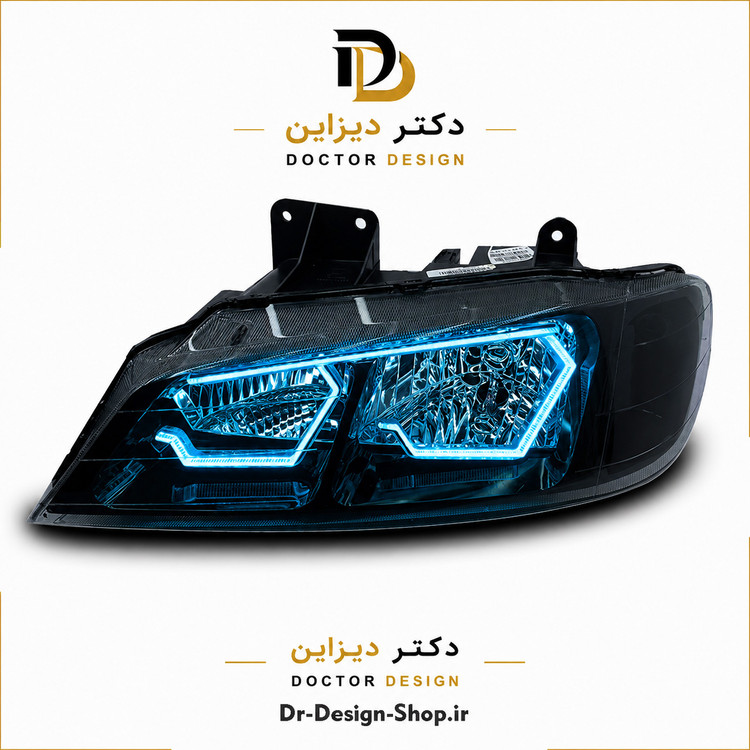 چراغ جلو اسپرت پژو پارس مدل 3D Hexa دو حالته برند مدرن | بسته 2 عددی