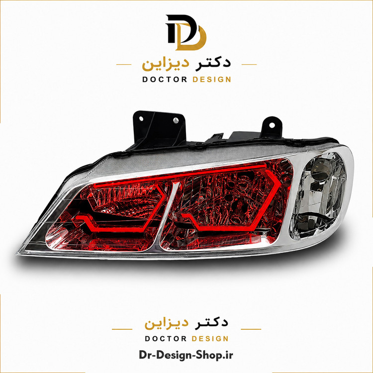 چراغ جلو اسپرت پژو پارس مدل 3D Hexa دو حالته برند مدرن | بسته 2 عددی