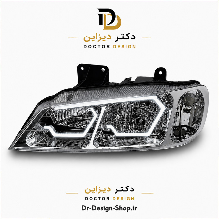 چراغ جلو اسپرت پژو پارس مدل 3D Hexa دو حالته برند مدرن | بسته 2 عددی