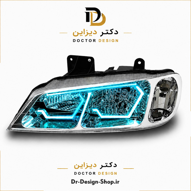 چراغ جلو اسپرت پژو پارس مدل 3D Hexa دو حالته برند مدرن | بسته 2 عددی