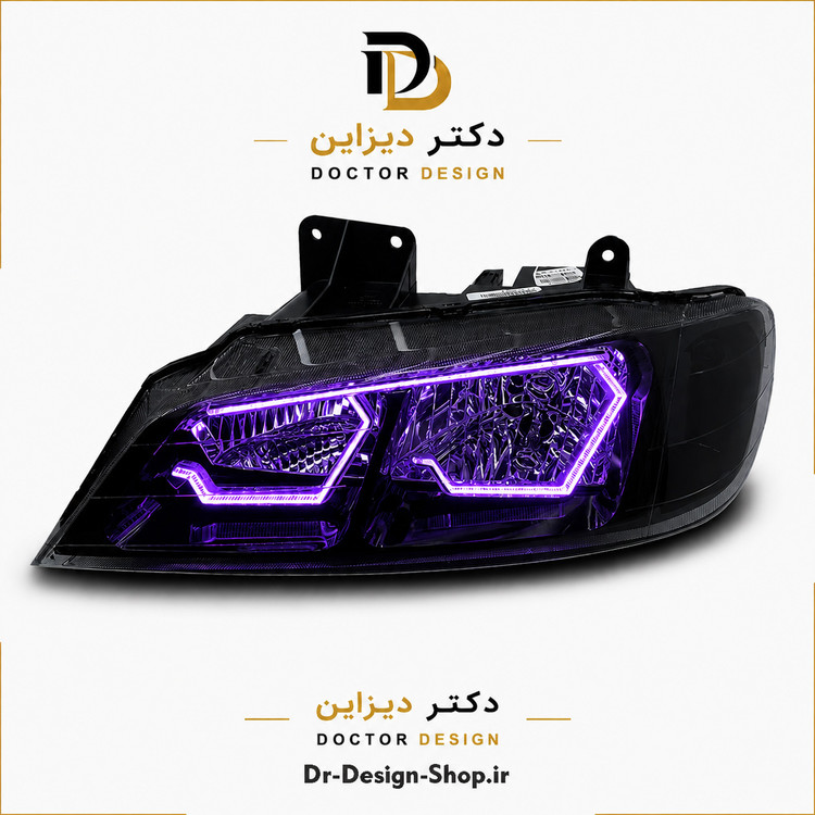 چراغ جلو اسپرت پژو پارس مدل 3D Hexa دو حالته برند مدرن | بسته 2 عددی