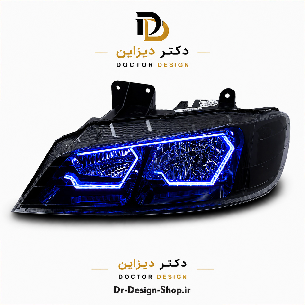 چراغ جلو اسپرت پژو پارس مدل 3D Hexa دو حالته برند مدرن | بسته 2 عددی