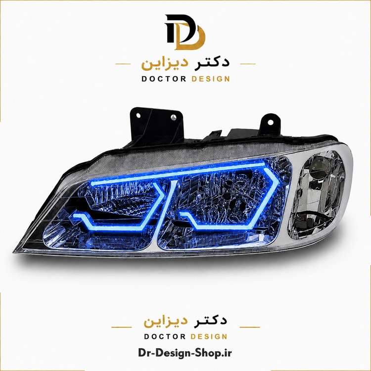 چراغ جلو اسپرت پژو پارس مدل 3D Hexa دو حالته برند مدرن | بسته 2 عددی