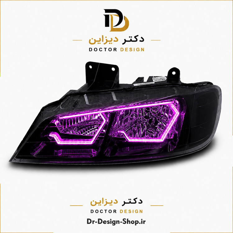 چراغ جلو اسپرت پژو پارس مدل 3D Hexa دو حالته برند مدرن | بسته 2 عددی