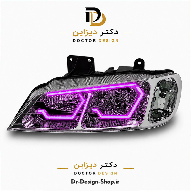 چراغ جلو اسپرت پژو پارس مدل 3D Hexa دو حالته برند مدرن | بسته 2 عددی