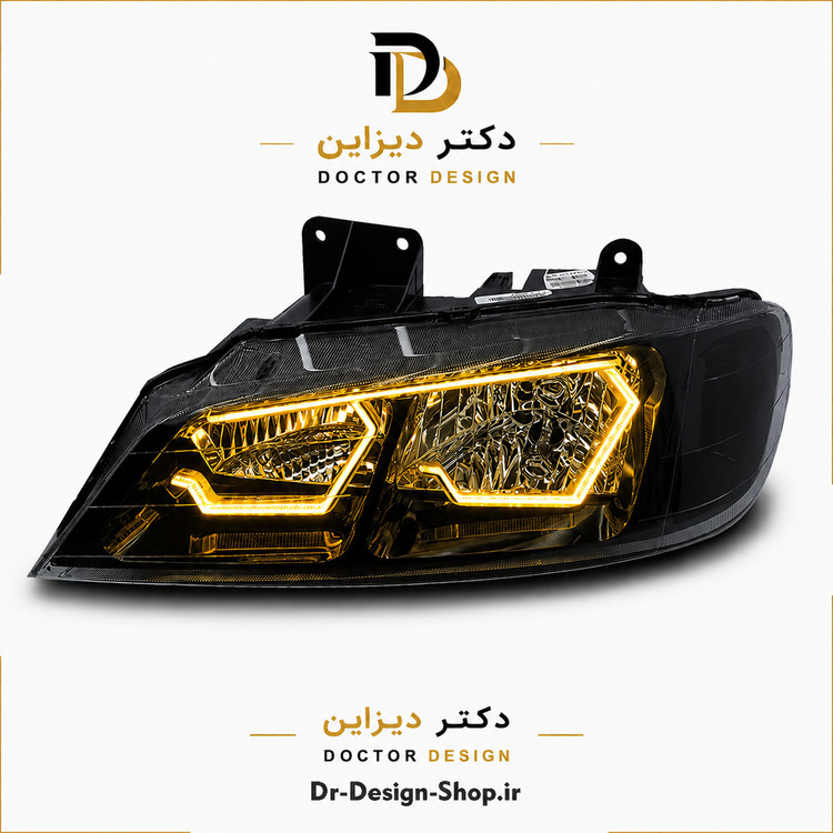 چراغ جلو اسپرت پژو پارس مدل 3D Hexa دو حالته برند مدرن | بسته 2 عددی