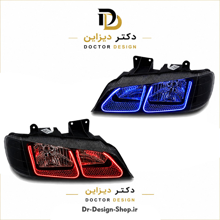چراغ جلو اسپرت پژو پارس مدل 3D U برند مدرن | بسته 2 عددی
