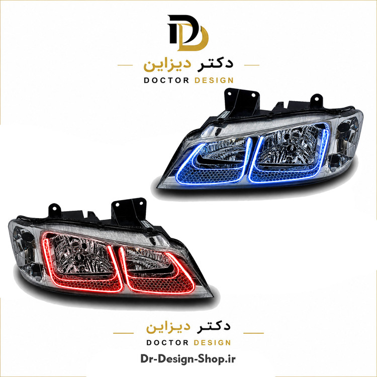 چراغ جلو اسپرت پژو پارس مدل 3D U برند مدرن | بسته 2 عددی