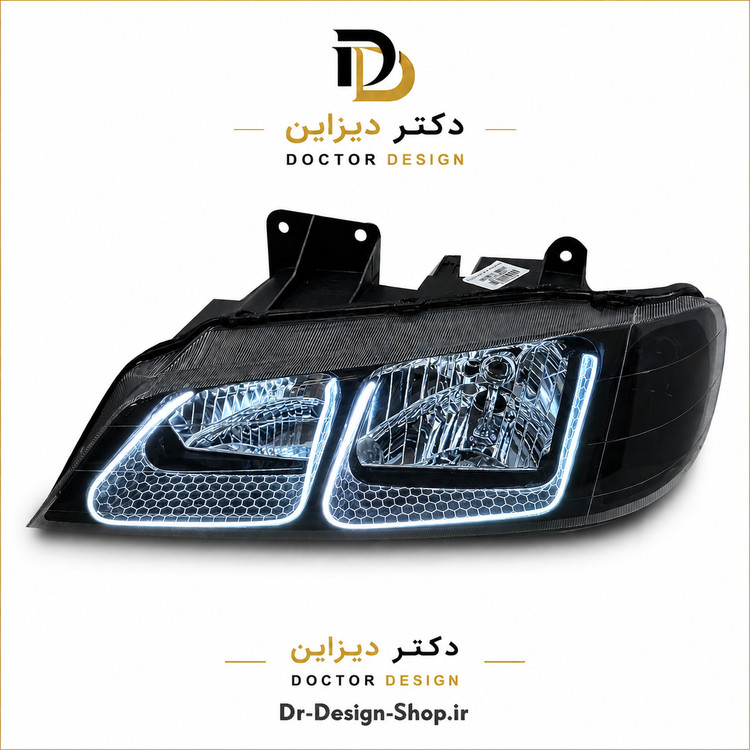چراغ جلو اسپرت پژو پارس مدل 3D U برند مدرن | بسته 2 عددی