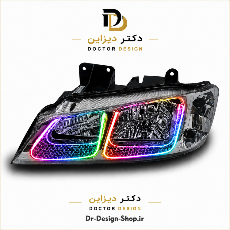 چراغ جلو اسپرت پژو پارس مدل 3D U برند مدرن | بسته 2 عددی