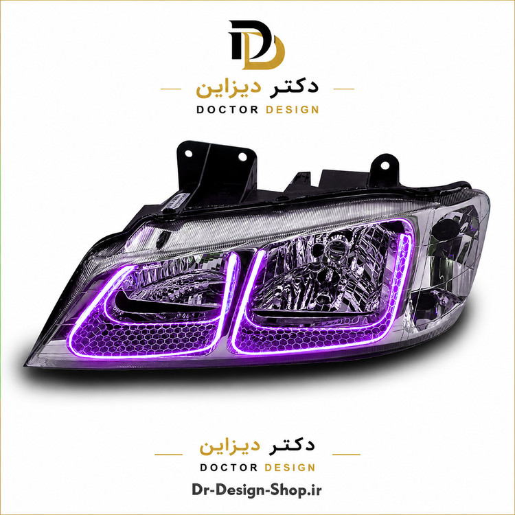 چراغ جلو اسپرت پژو پارس مدل 3D U برند مدرن | بسته 2 عددی