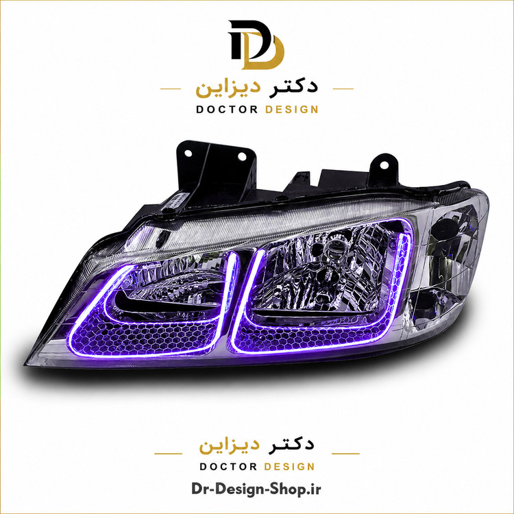 چراغ جلو اسپرت پژو پارس مدل 3D U برند مدرن | بسته 2 عددی