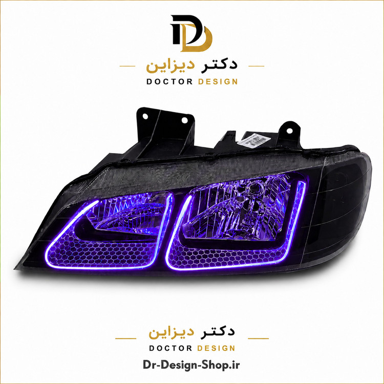 چراغ جلو اسپرت پژو پارس مدل 3D U برند مدرن | بسته 2 عددی
