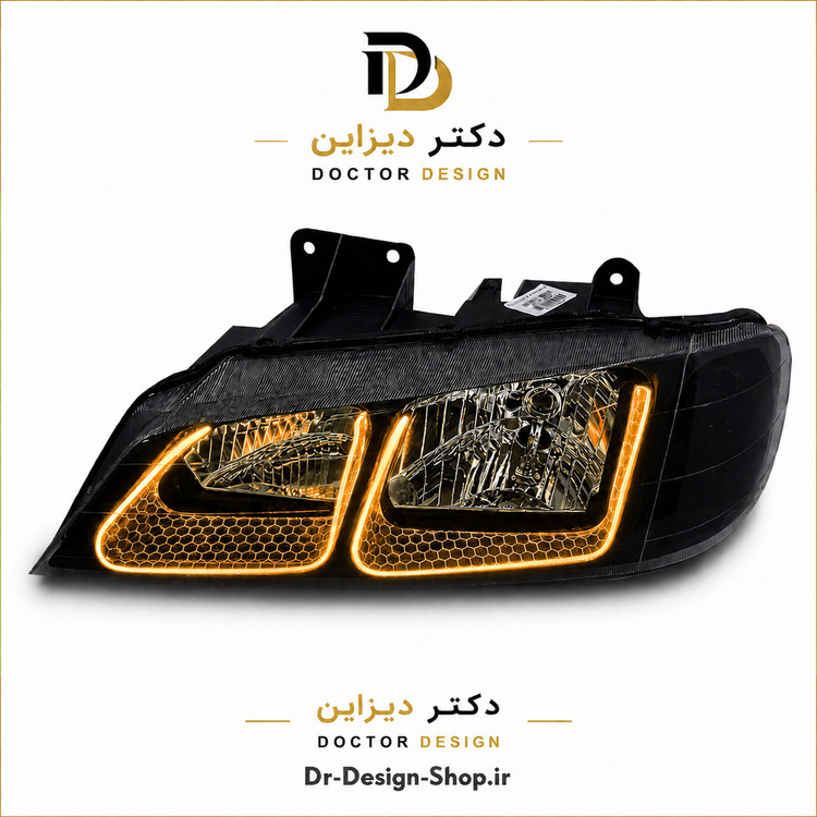 چراغ جلو اسپرت پژو پارس مدل 3D U برند مدرن | بسته 2 عددی