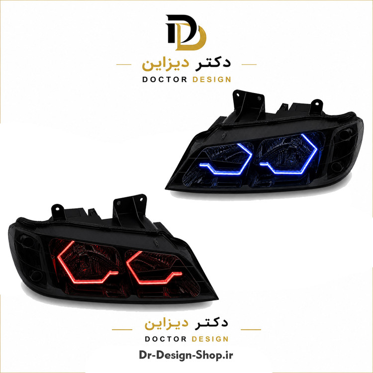 چراغ جلو اسپرت پژو پارس مدل 3D i8 برند مدرن | بسته 2 عددی