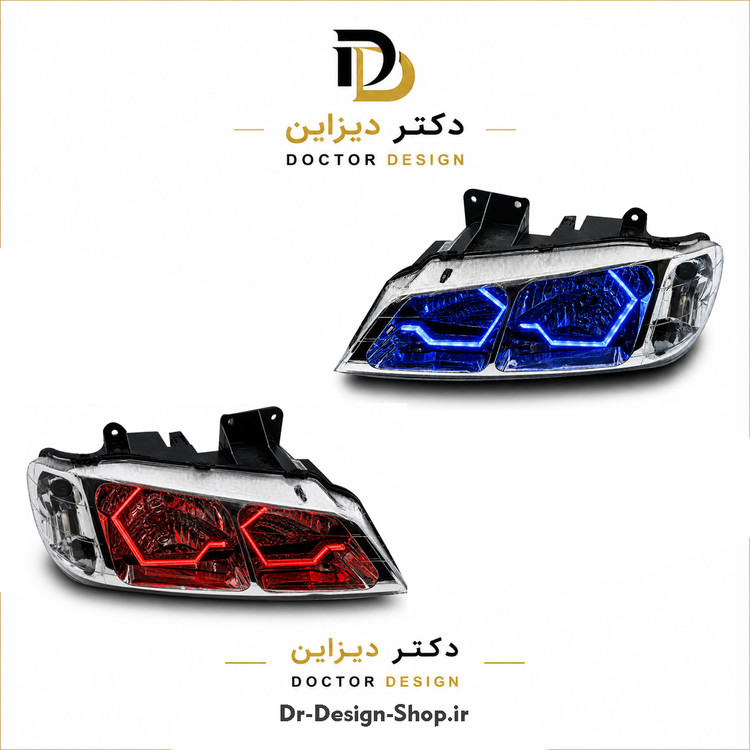 چراغ جلو اسپرت پژو پارس مدل 3D i8 برند مدرن | بسته 2 عددی