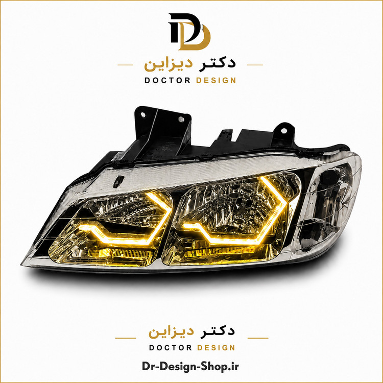 چراغ جلو اسپرت پژو پارس مدل 3D i8 برند مدرن | بسته 2 عددی