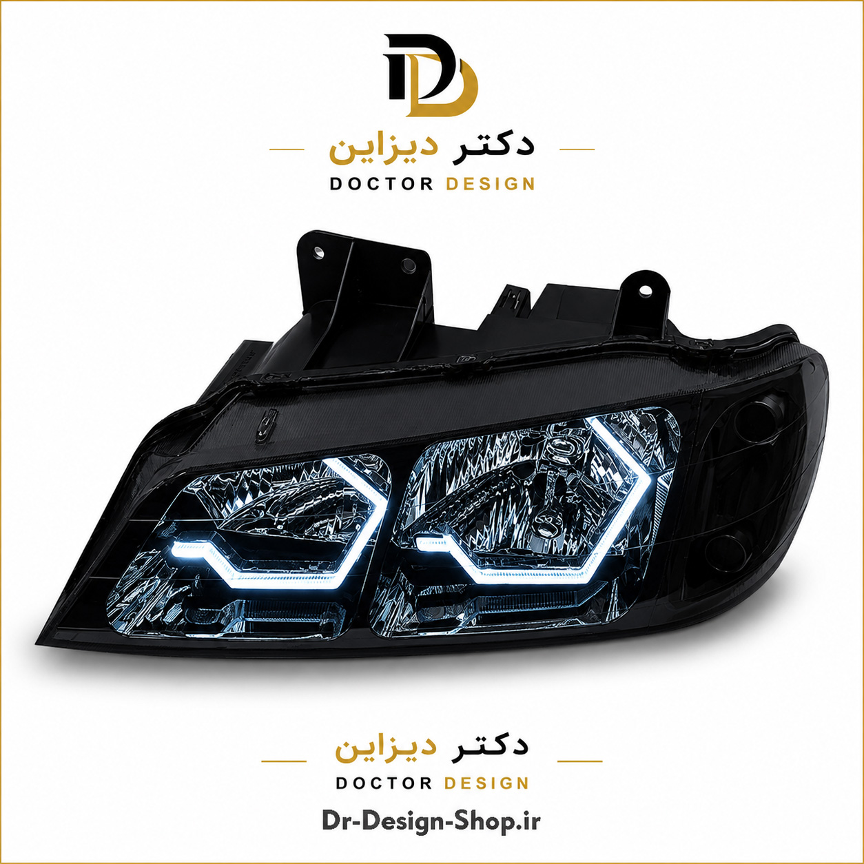 چراغ جلو اسپرت پژو پارس مدل 3D i8 برند مدرن | بسته 2 عددی