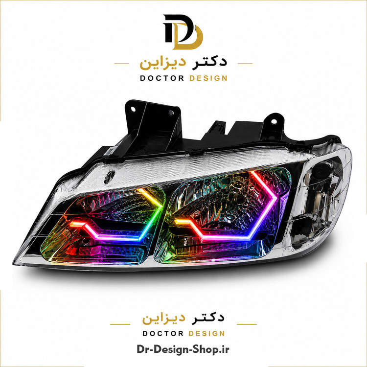 چراغ جلو اسپرت پژو پارس مدل 3D i8 برند مدرن | بسته 2 عددی