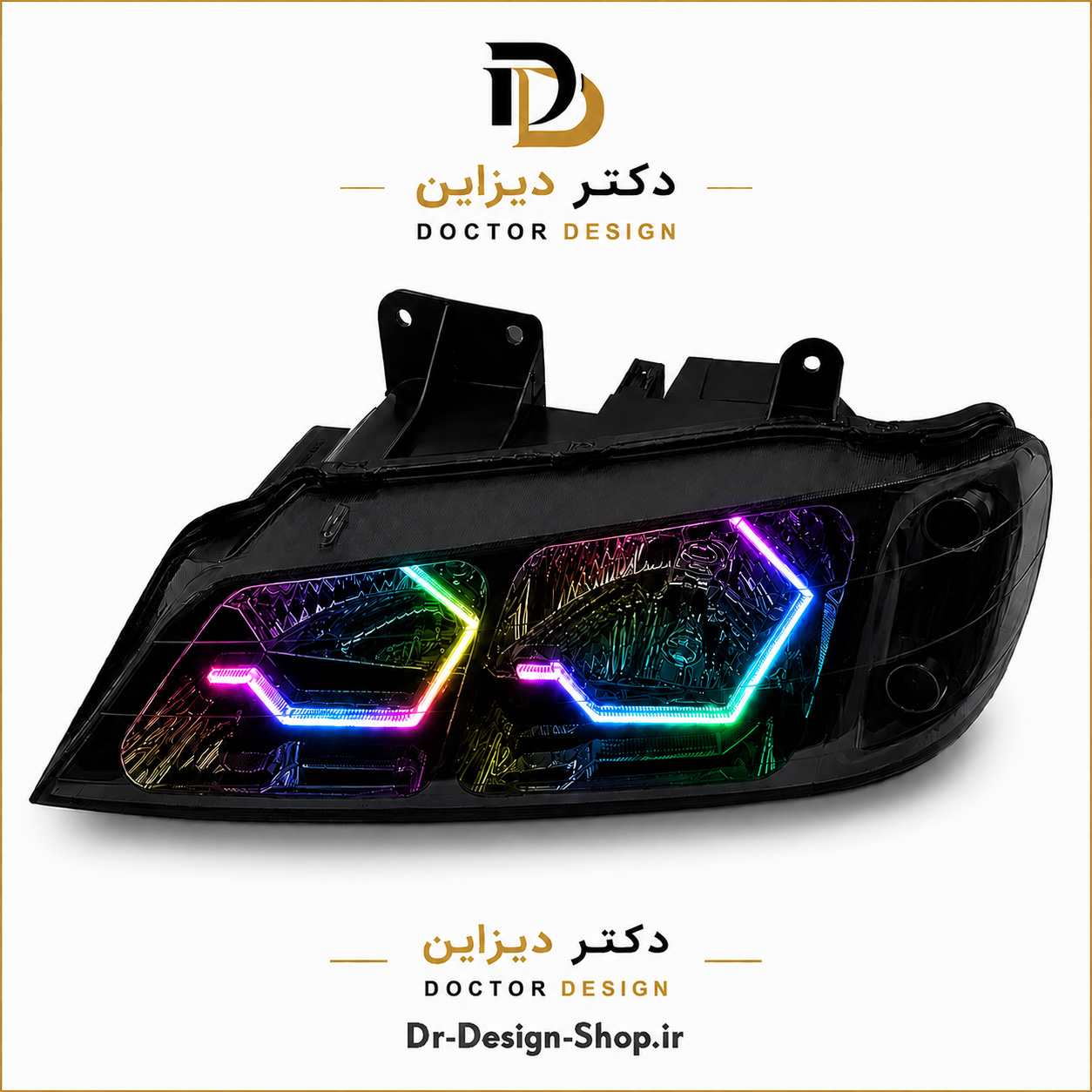 چراغ جلو اسپرت پژو پارس مدل 3D i8 برند مدرن | بسته 2 عددی