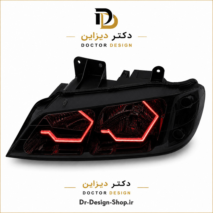 چراغ جلو اسپرت پژو پارس مدل 3D i8 برند مدرن | بسته 2 عددی