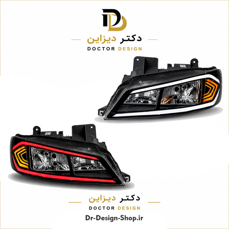 چراغ جلو اسپرت پژو پارس مدل Dodge برند مدرن | بسته 2 عددی