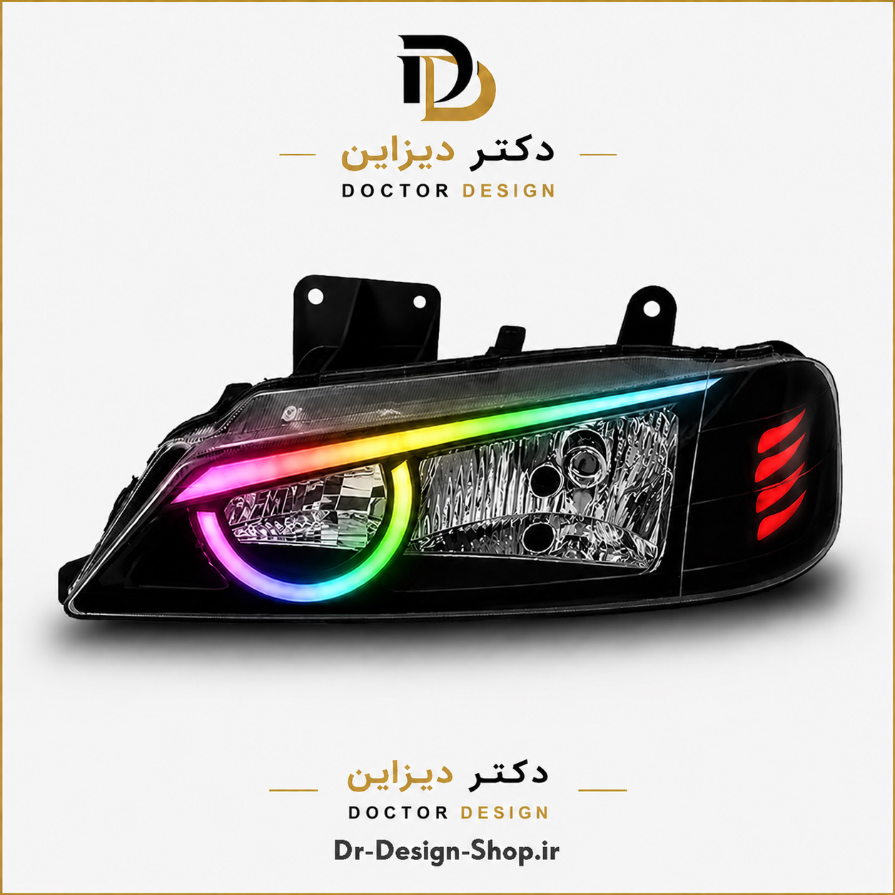 چراغ جلو اسپرت پژو پارس مدل Devil برند مدرن | بسته 2 عددی