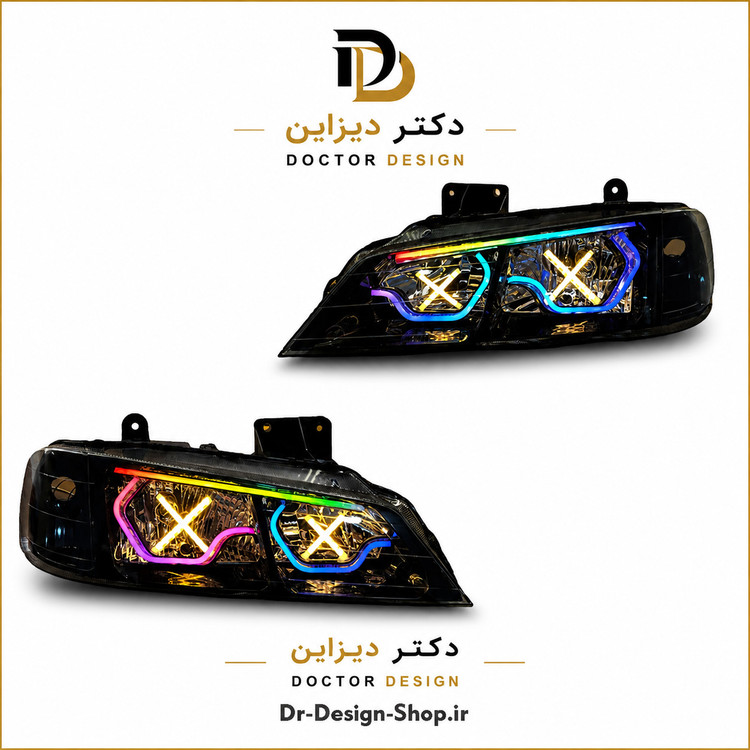چراغ جلو اسپرت پژو پارس مدل 3D Hexa X دو حالته برند مدرن | بسته 2 عددی