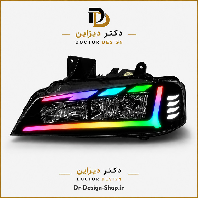 چراغ جلو اسپرت پژو پارس مدل Audi R8 برند مدرن | بسته 2 عددی