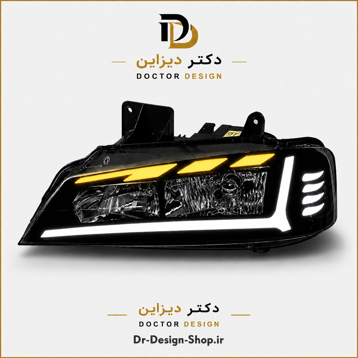 چراغ جلو اسپرت پژو پارس مدل Audi R8 برند مدرن | بسته 2 عددی