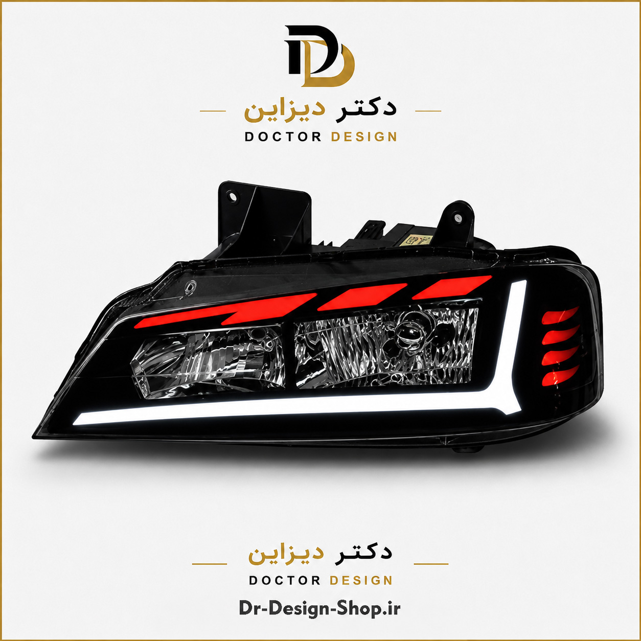 چراغ جلو اسپرت پژو پارس مدل Audi R8 برند مدرن | بسته 2 عددی