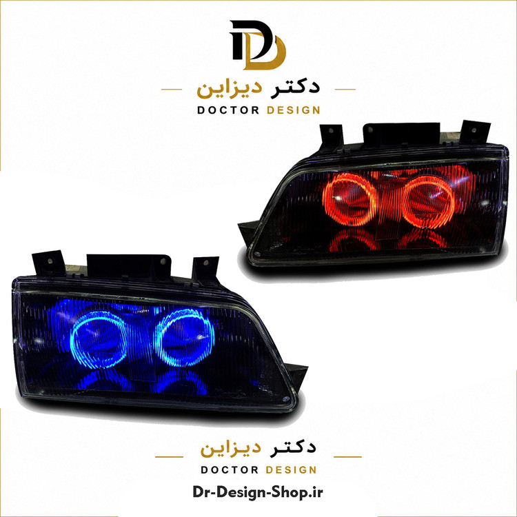 چراغ جلو اسپرت پژو 405 مدل حلقه 3D برند مدرن | بسته 2 عددی
