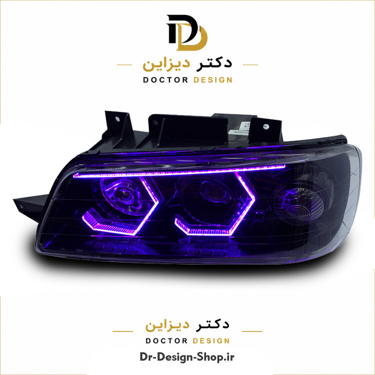 چراغ جلو اسپرت پژو 405 مدل 3D Hexa برند مدرن | بسته 2 عددی
