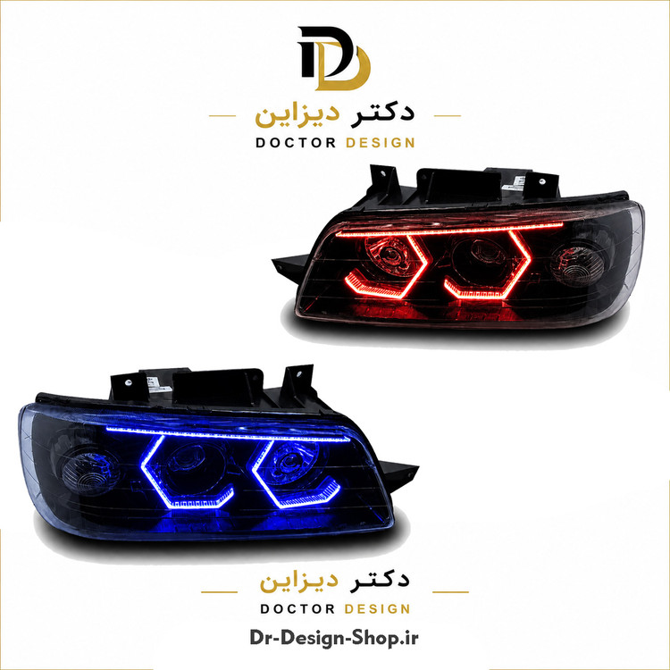 چراغ جلو اسپرت پژو 405 مدل 3D Hexa برند مدرن | بسته 2 عددی