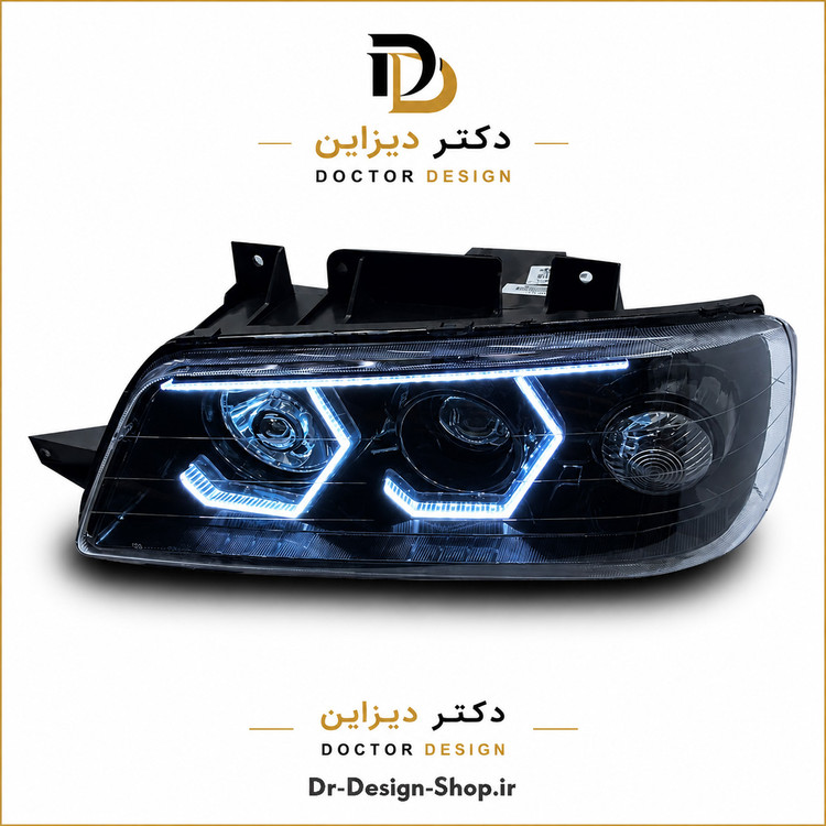چراغ جلو اسپرت پژو 405 مدل 3D Hexa برند مدرن | بسته 2 عددی