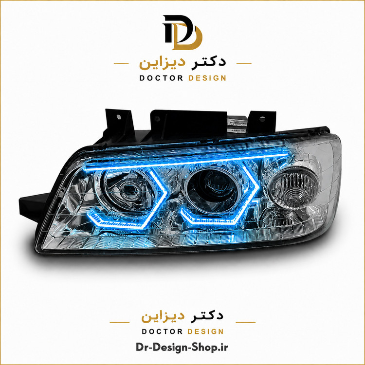چراغ جلو اسپرت پژو 405 مدل 3D Hexa برند مدرن | بسته 2 عددی