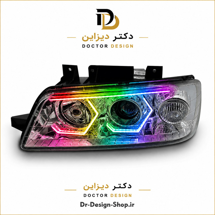 چراغ جلو اسپرت پژو 405 مدل 3D Hexa برند مدرن | بسته 2 عددی