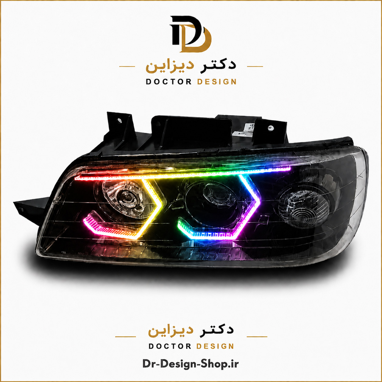 چراغ جلو اسپرت پژو 405 مدل 3D Hexa برند مدرن | بسته 2 عددی