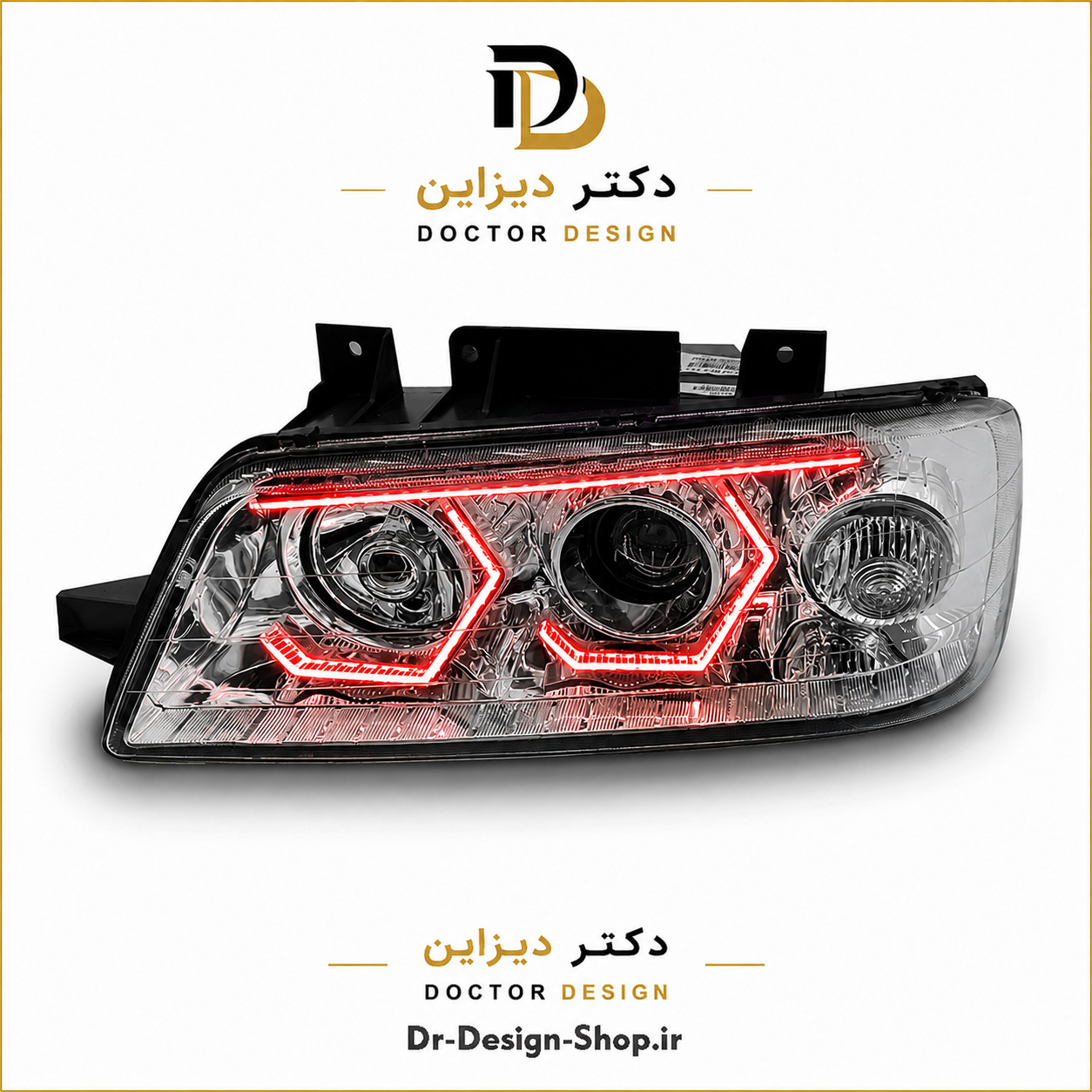چراغ جلو اسپرت پژو 405 مدل 3D Hexa برند مدرن | بسته 2 عددی