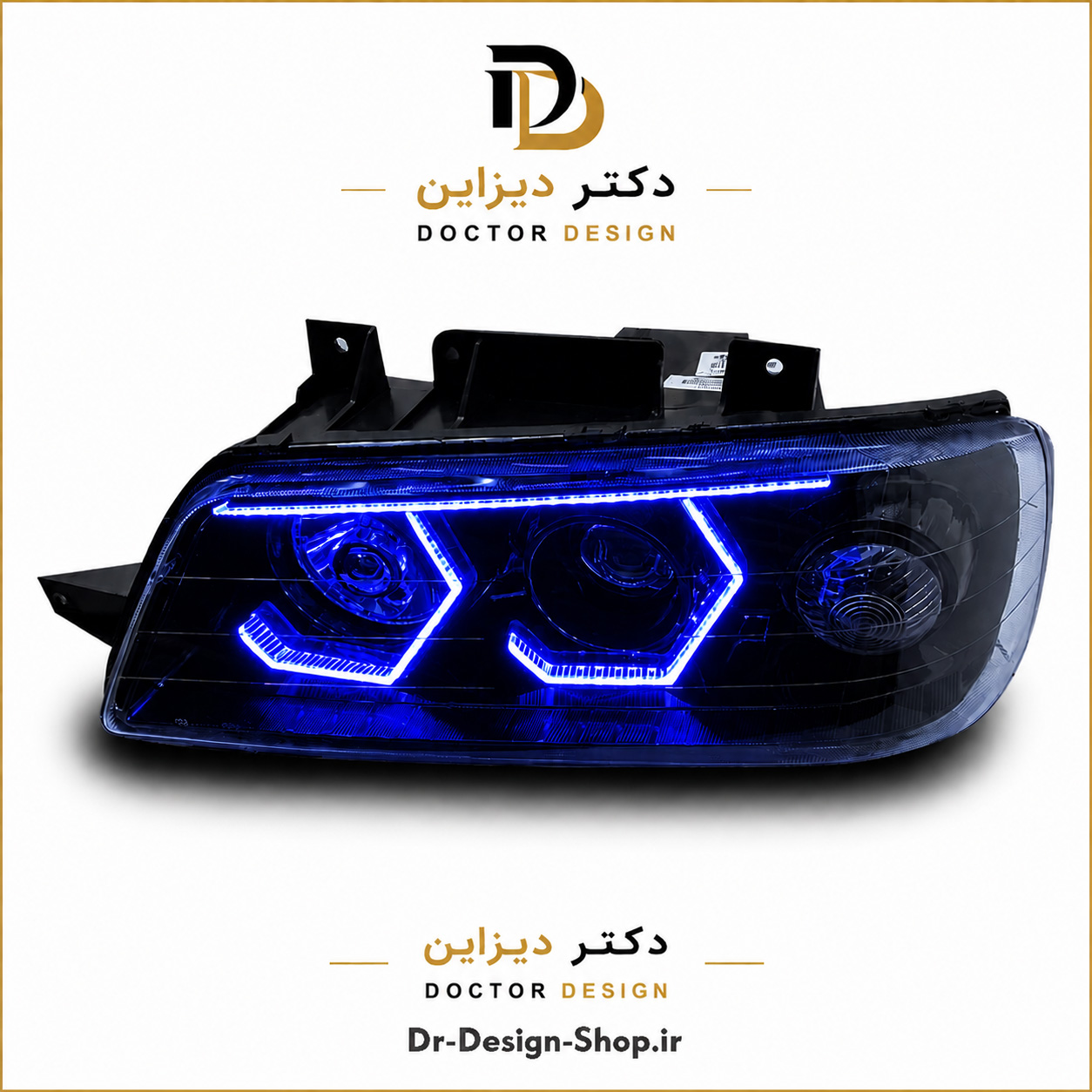 چراغ جلو اسپرت پژو 405 مدل 3D Hexa برند مدرن | بسته 2 عددی