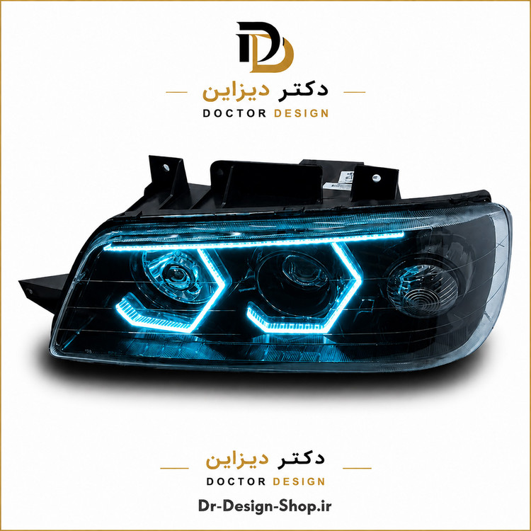 چراغ جلو اسپرت پژو 405 مدل 3D Hexa برند مدرن | بسته 2 عددی