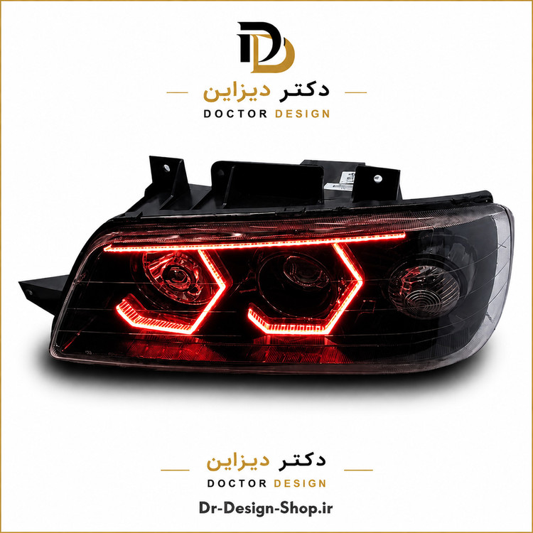چراغ جلو اسپرت پژو 405 مدل 3D Hexa برند مدرن | بسته 2 عددی