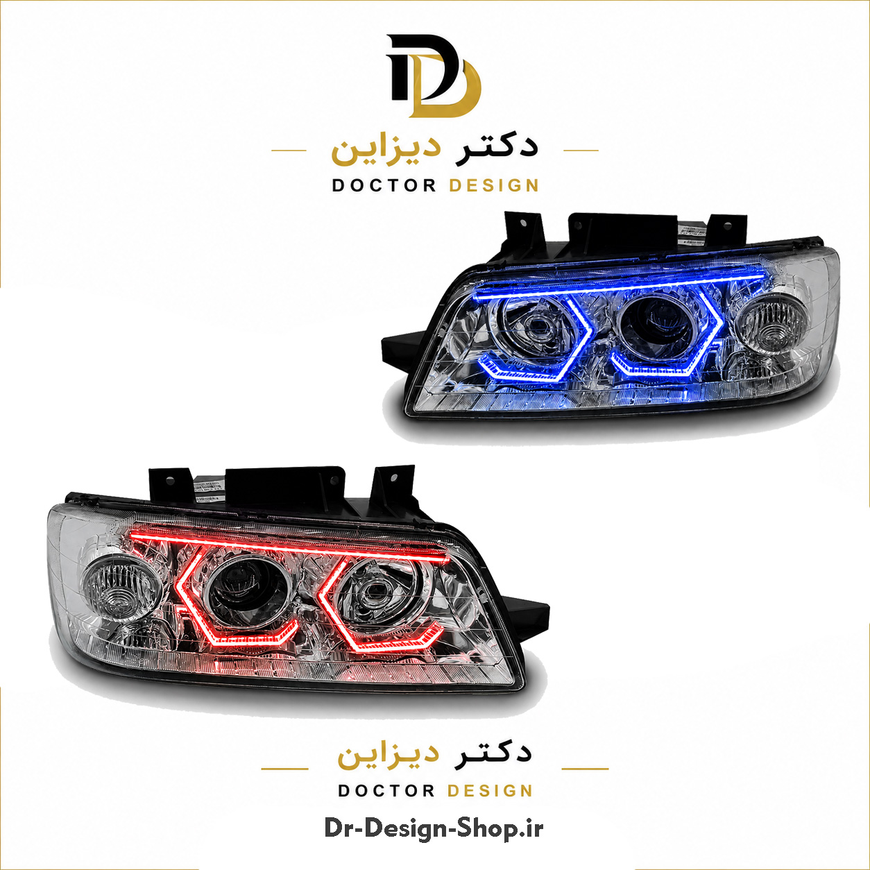چراغ جلو اسپرت پژو 405 مدل 3D Hexa برند مدرن | بسته 2 عددی