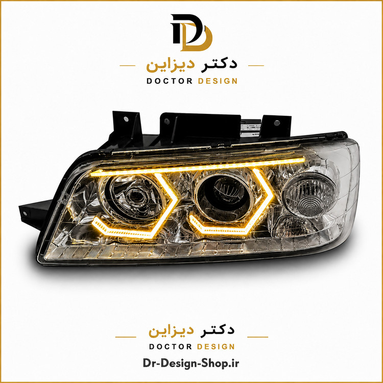 چراغ جلو اسپرت پژو 405 مدل 3D Hexa برند مدرن | بسته 2 عددی