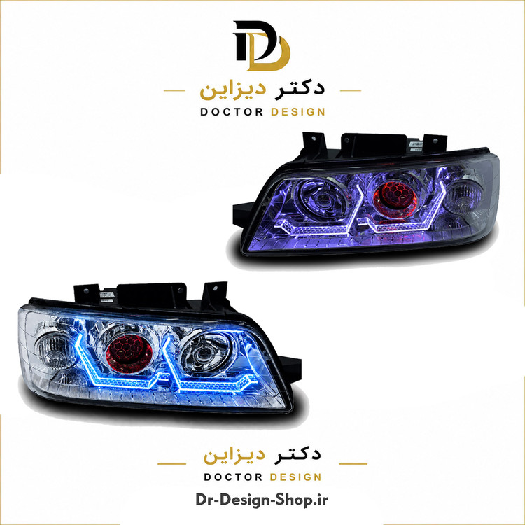 چراغ جلو اسپرت پژو 405 مدل 3D i8 زنبوری برند مدرن | بسته 2 عددی