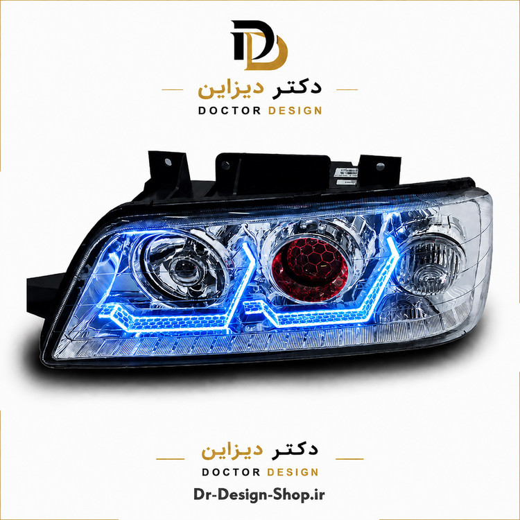 چراغ جلو اسپرت پژو 405 مدل 3D i8 زنبوری برند مدرن | بسته 2 عددی