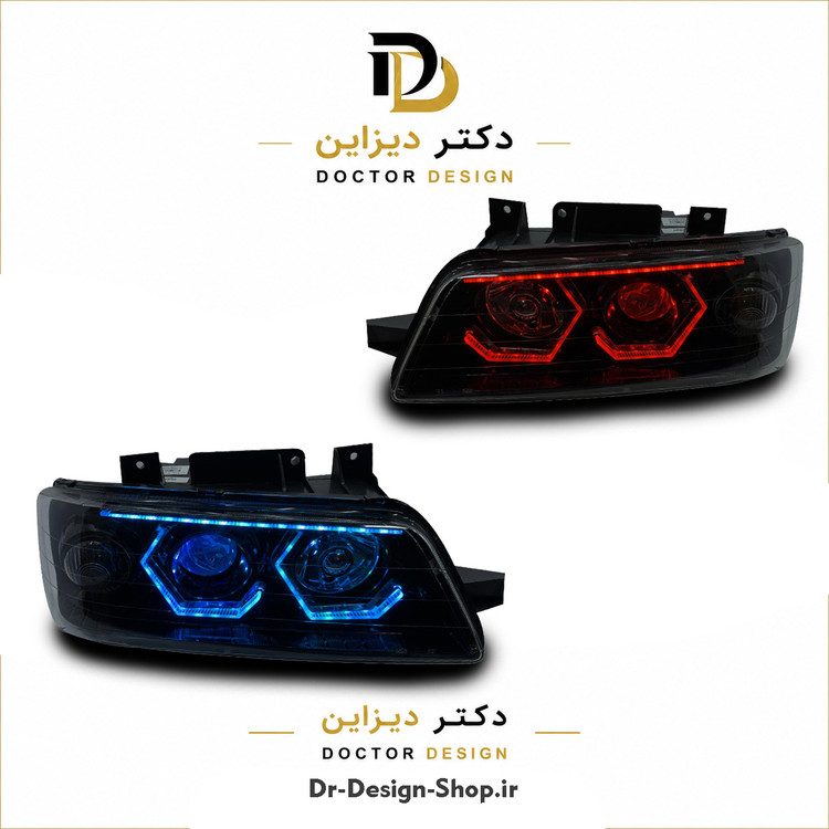 چراغ جلو اسپرت پژو 405 مدل 3D Wolf فولکالر برند مدرن | بسته 2 عددی