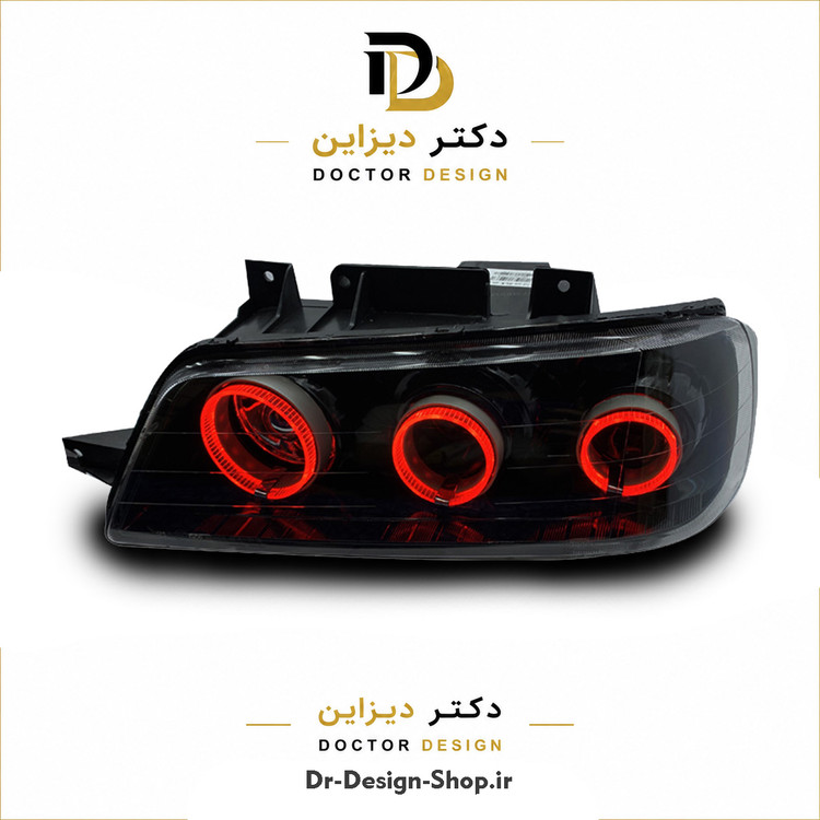 چراغ جلو اسپرت پژو 405 مدل سه حلقه 3D برند مدرن | بسته 2 عددی